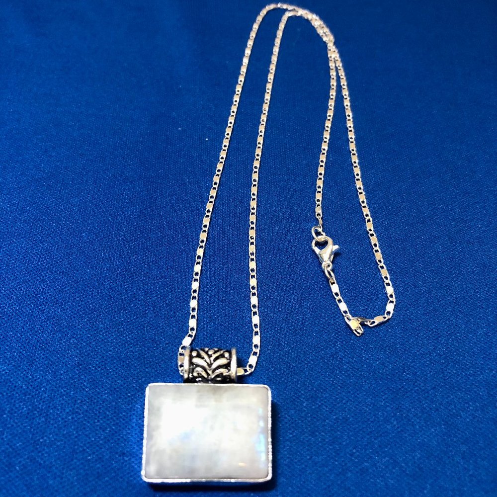 Rainbow Moonstone 925 Silver Plated Necklace.